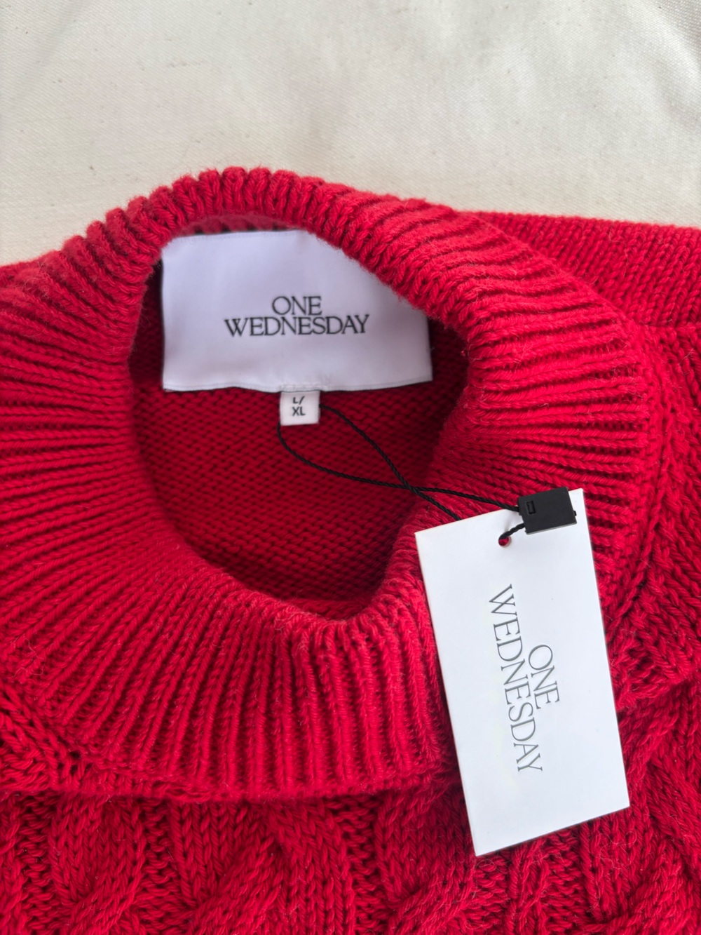 NWT One Wednesday Red Cable Knit Sweater - Picture 3 of 7